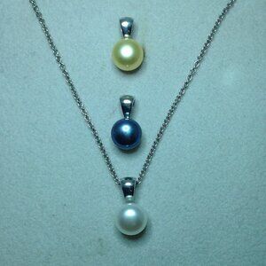 Honora Set of Silver Freshwater Pearls Pendant and Chain